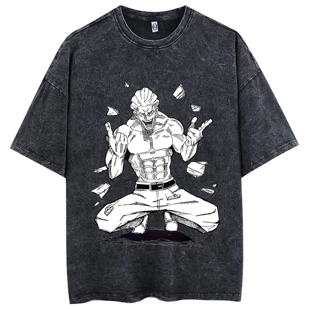 2026 Fushiguro Toji Anime Jujutsu Kaisen Printed T-shirt Men's and Women's Washed T-shirt High Quality Vintage Cotton T-shirt