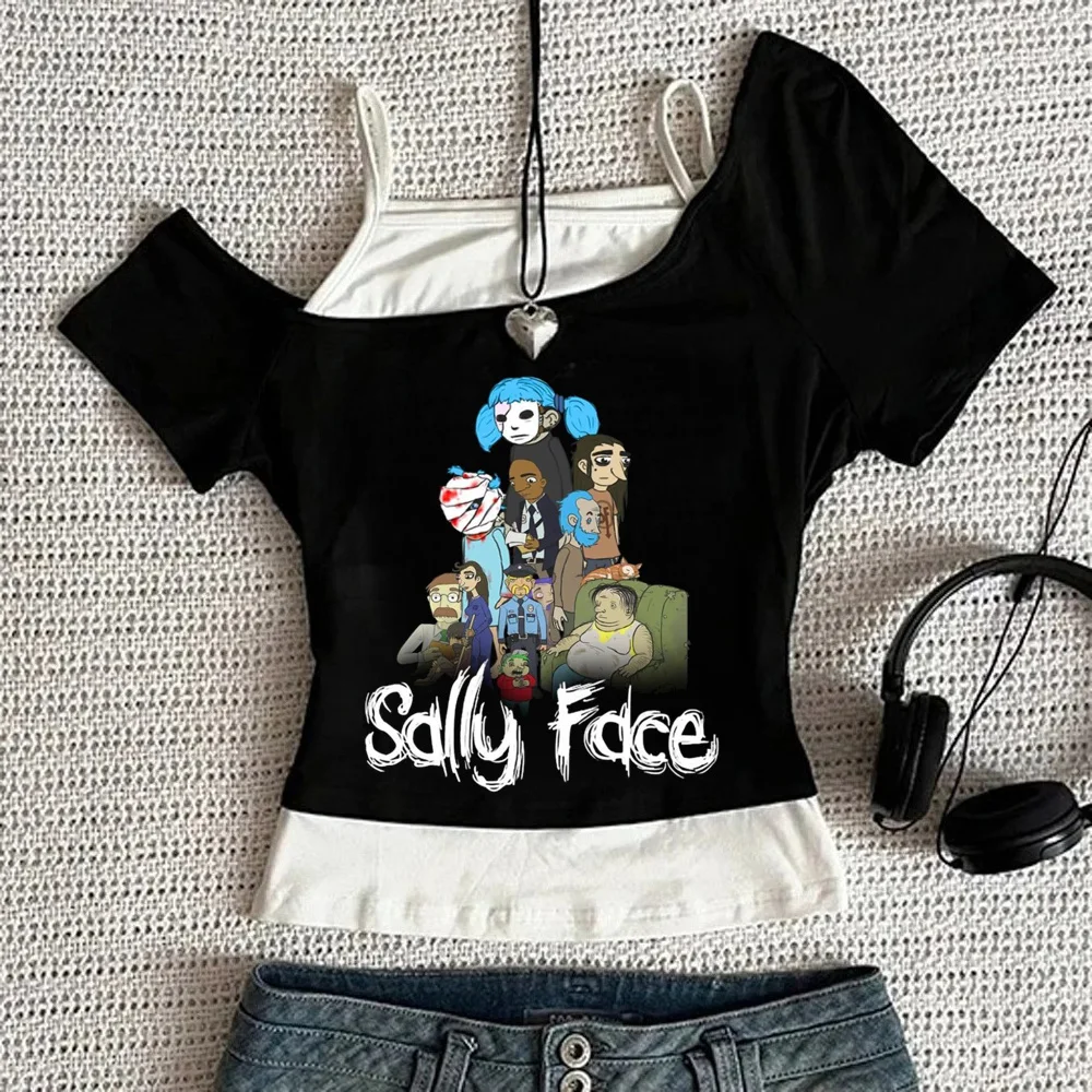 Sally Face cropped top teen kawaii goth dollette clearance sales cheap t-shirt funny clearance sales manga