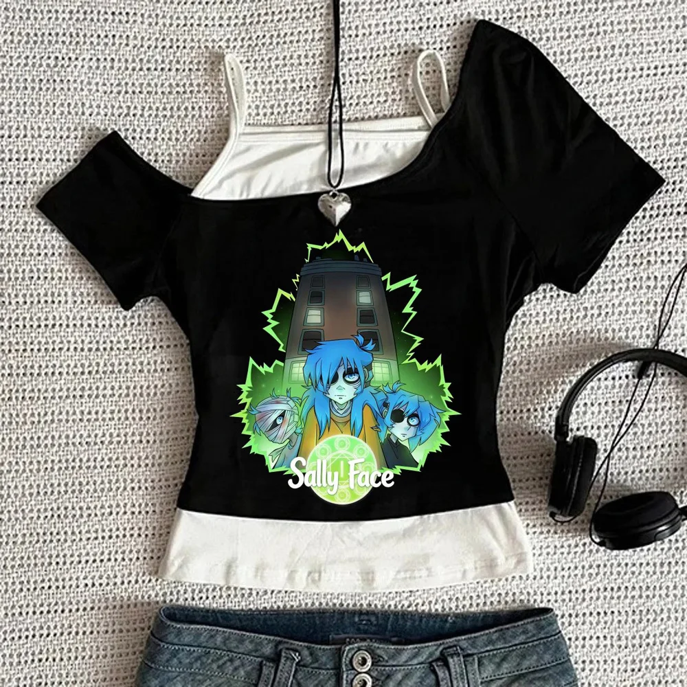Sally Face cropped top teen kawaii goth dollette clearance sales cheap t-shirt funny clearance sales manga