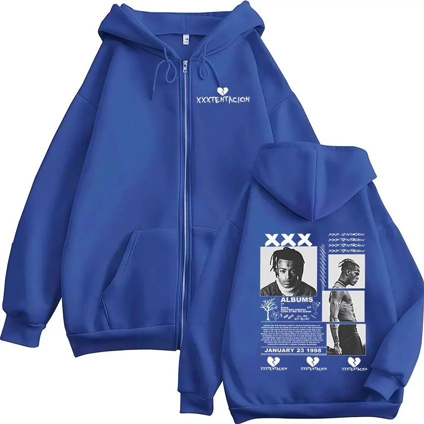Rapper XXXTentacion Tour 2026 Zip Up Hoodie Men's Hip Hop Loose Clothing Pullover Sweatshirt Vintage Long Sleeve Jacket Hoodies