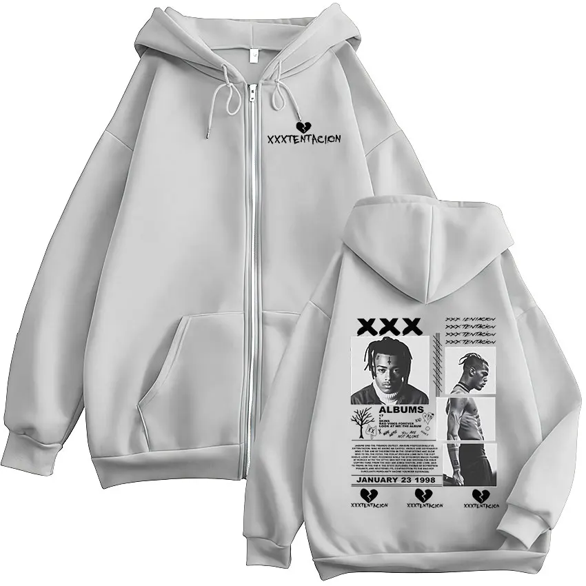 Rapper XXXTentacion Tour 2026 Zip Up Hoodie Men's Hip Hop Loose Clothing Pullover Sweatshirt Vintage Long Sleeve Jacket Hoodies