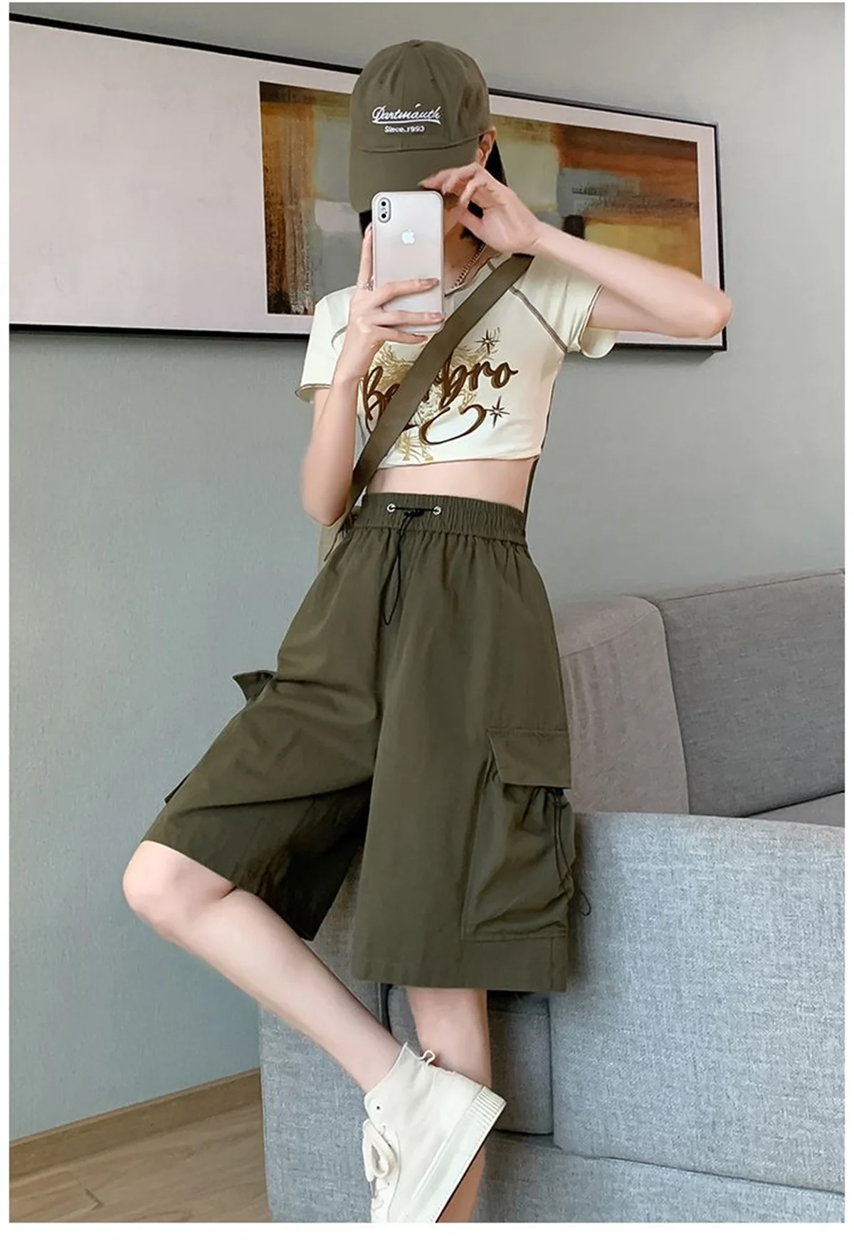 2026 Women Summer Japanese Cat Embroidery Elastic Waist Short Pants Y2k Aesthetic Casual Trousers Lace Patchwork Wide Leg Shorts