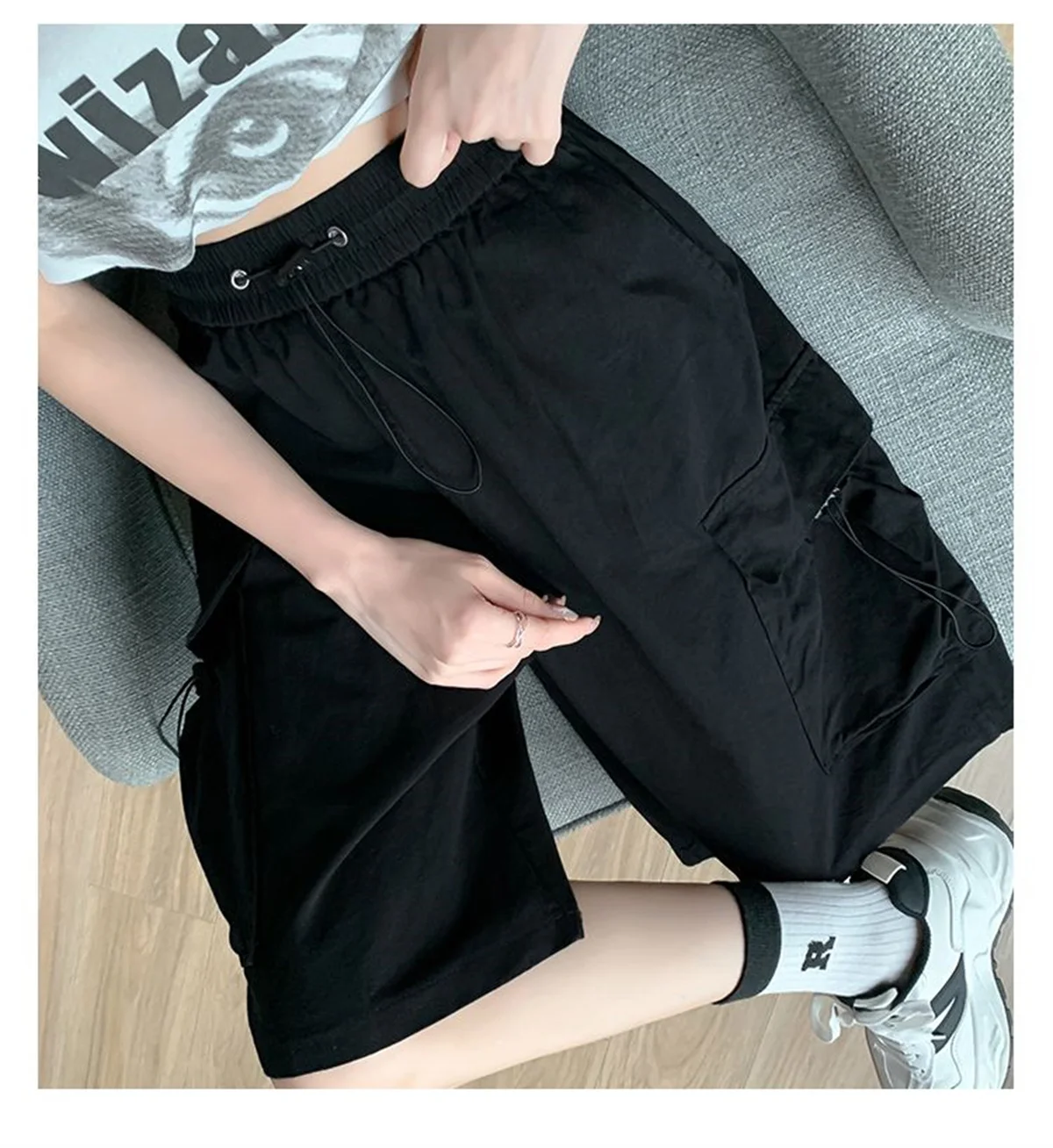 2026 Women Summer Japanese Cat Embroidery Elastic Waist Short Pants Y2k Aesthetic Casual Trousers Lace Patchwork Wide Leg Shorts
