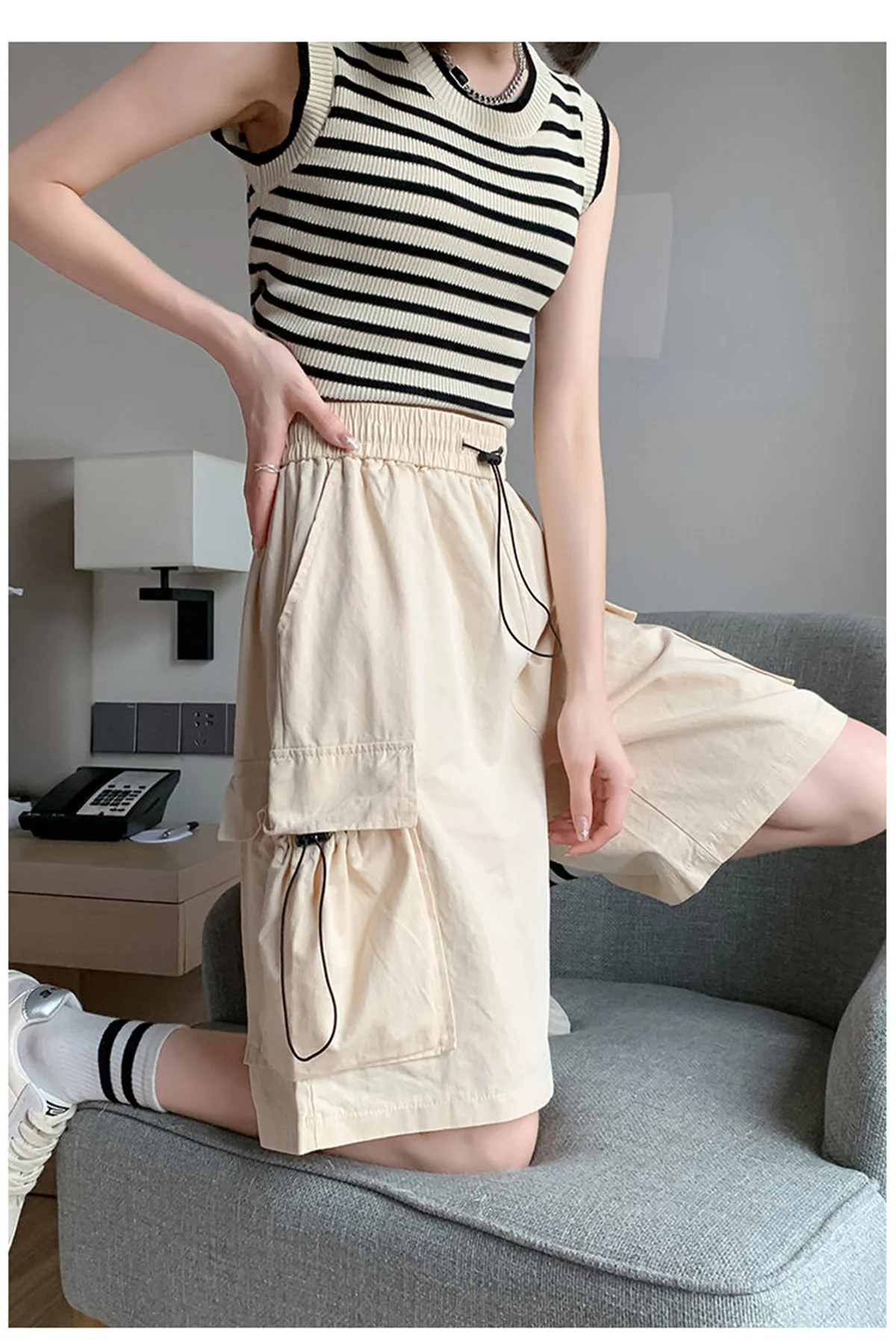 2026 Women Summer Japanese Cat Embroidery Elastic Waist Short Pants Y2k Aesthetic Casual Trousers Lace Patchwork Wide Leg Shorts