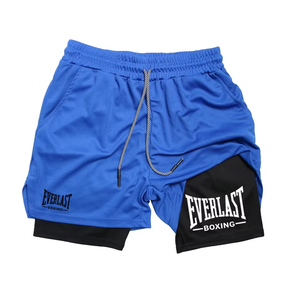 Men's 2 in 1 Compression Gym Shorts EVERLAST Print Quick Dry Athletic Fitness Basketball Workout Shorts ZY00116