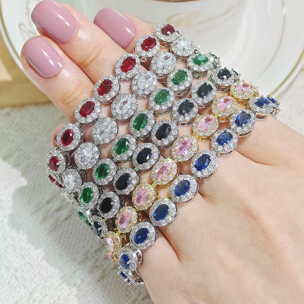 2026 New Luxury Blue Red Green Black Color Bracelet Bangle for Women Anniversary Gift Jewelry Wholesale S6923