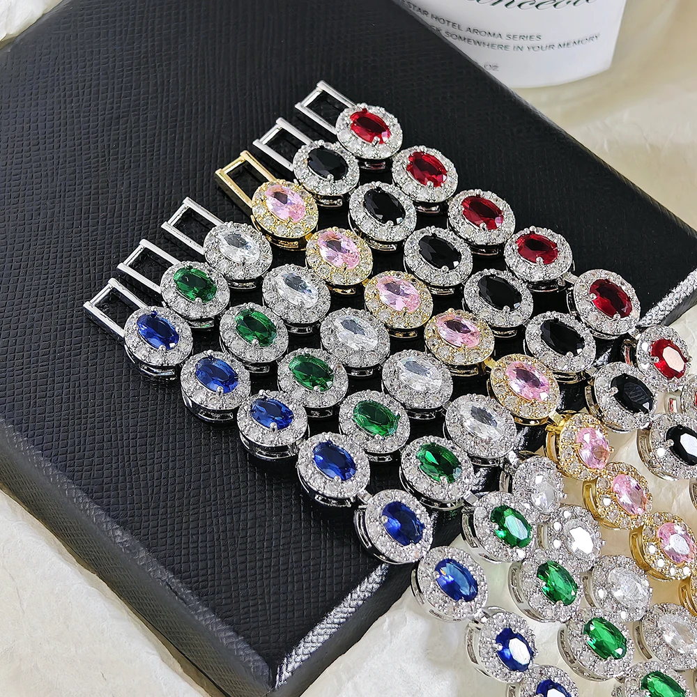 2026 New Luxury Blue Red Green Black Color Bracelet Bangle for Women Anniversary Gift Jewelry Wholesale S6923