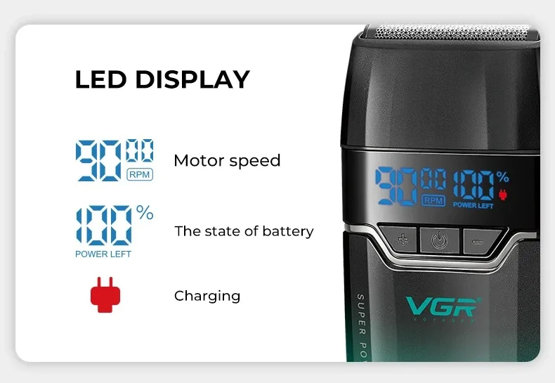 VGR Hair Trimmer Professional Electric Shaver Cordless Barber Clippers Hair Cut Machine Metal Trimmer for Men V-003 V-906 V-308