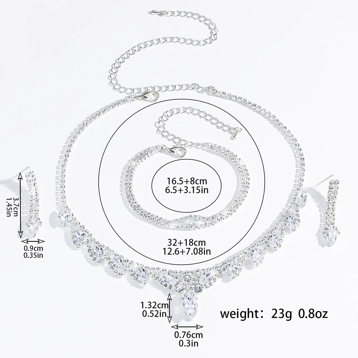 Zircon Waterdrop Necklace Earrings Set - Elegant Jewelry Set of Flower Designs Memorial Day gift