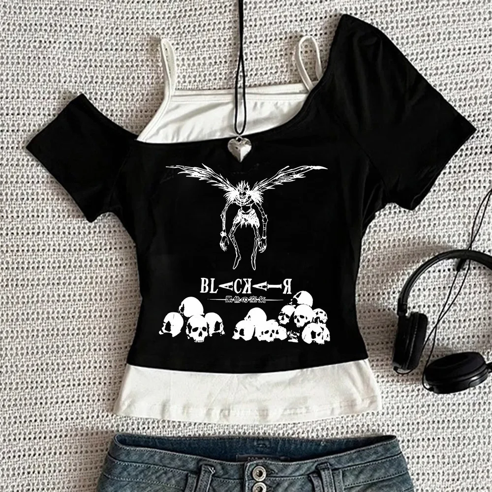Death Note crop top female graphic goth party korean fashion anime t-shirt harajuku party gothic jojifuku