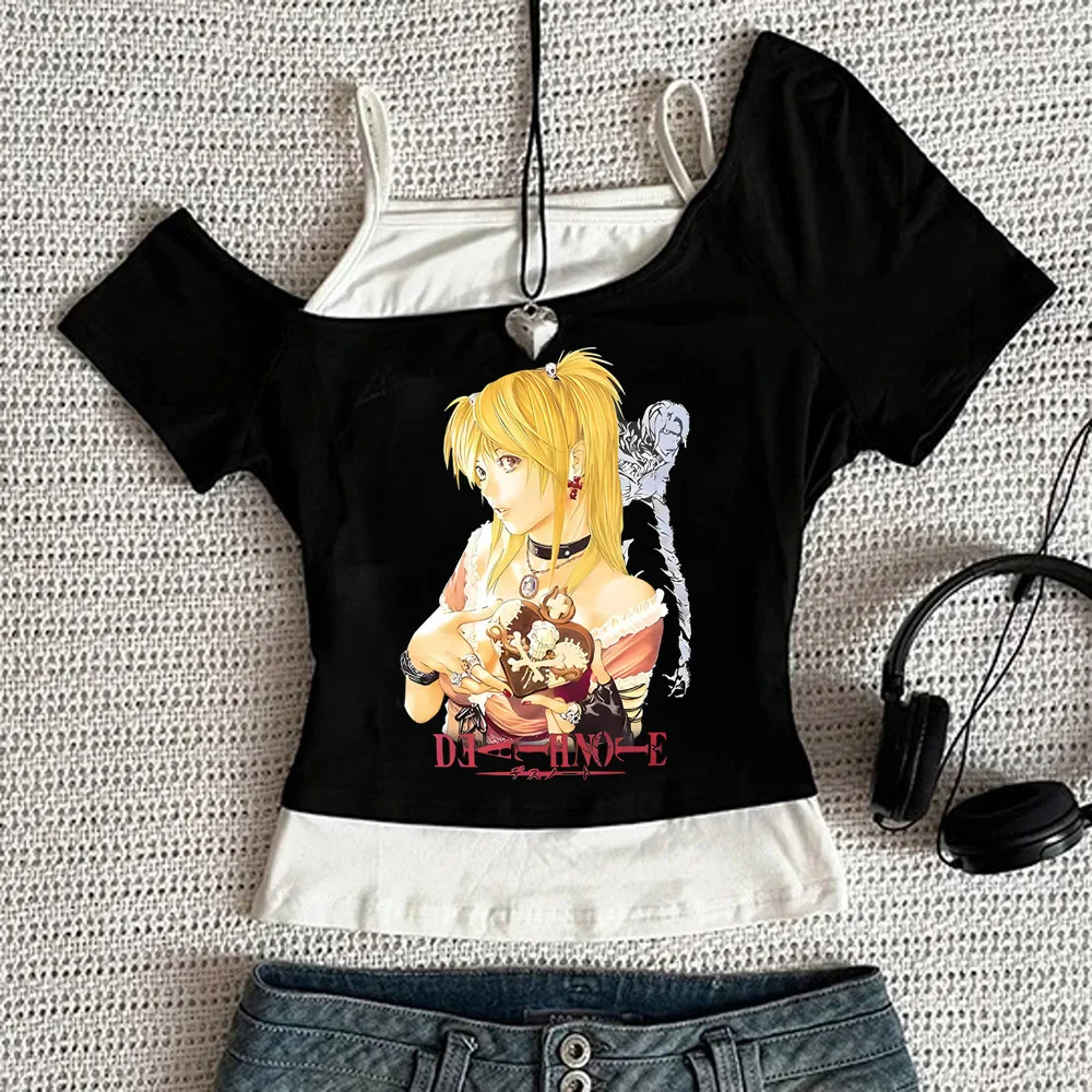 Death Note crop top female graphic goth party korean fashion anime t-shirt harajuku party gothic jojifuku