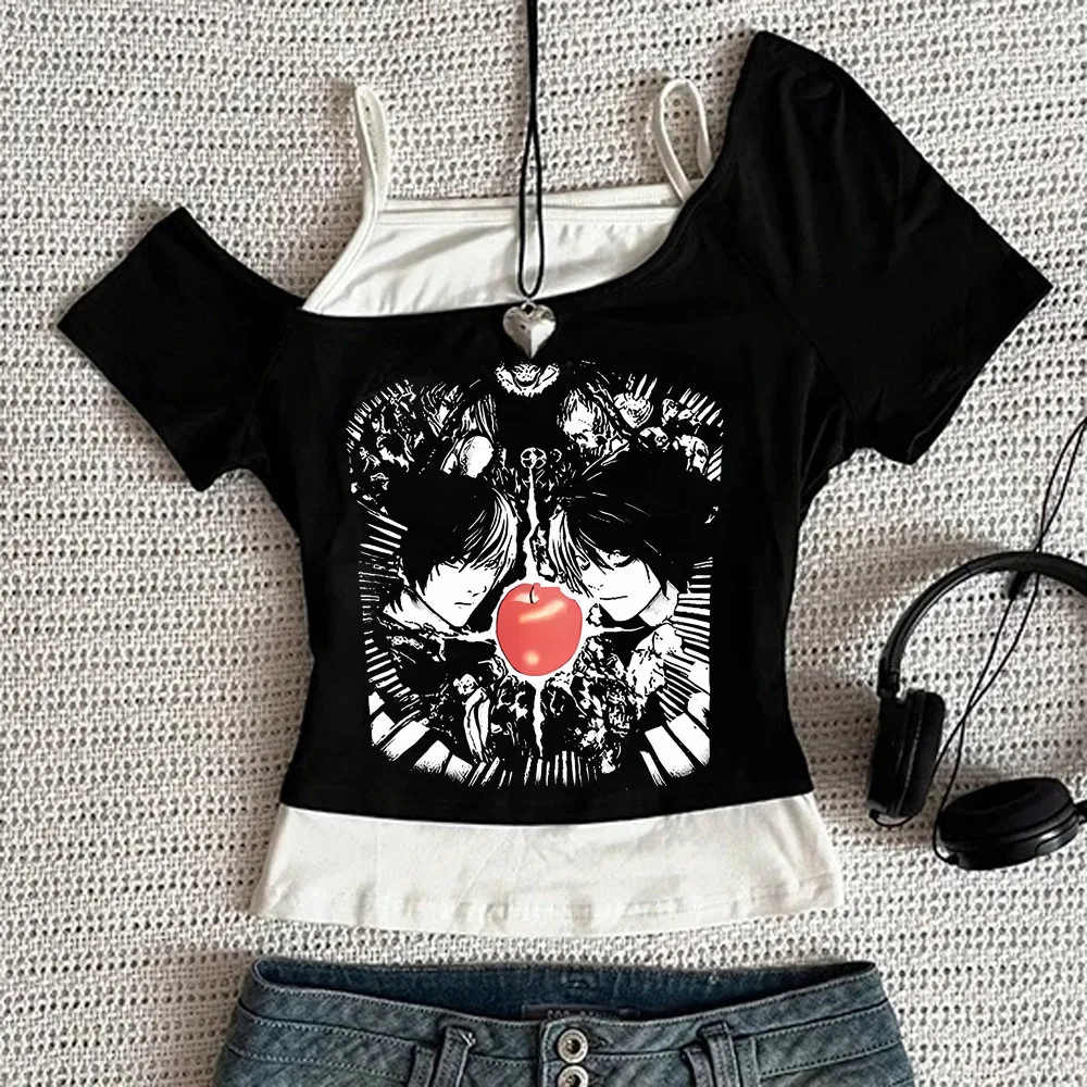 Death Note crop top female graphic goth party korean fashion anime t-shirt harajuku party gothic jojifuku