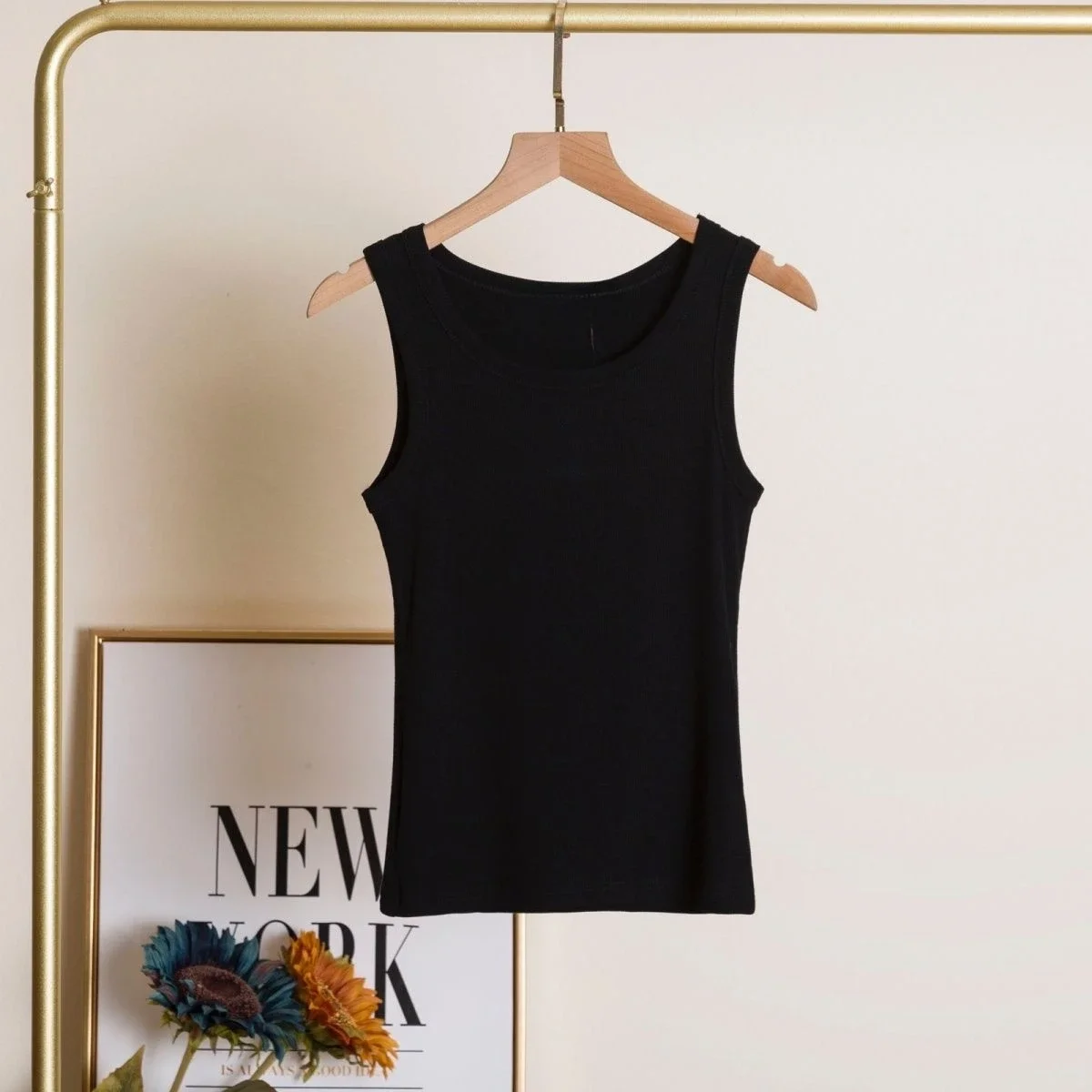 Aesthetic Vintage Ribbed Tank Streetwear Trendy New Model personality Clothes Year round clothing Unisex Short Sleeves Couples