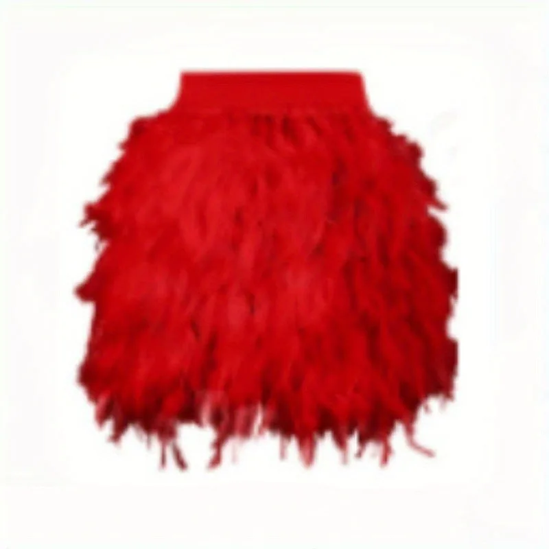 Carnival Feather Bottom Skirt Asymmetric Tassel Party Skirt Dance Performance and Music Festival Stage Performance Costume