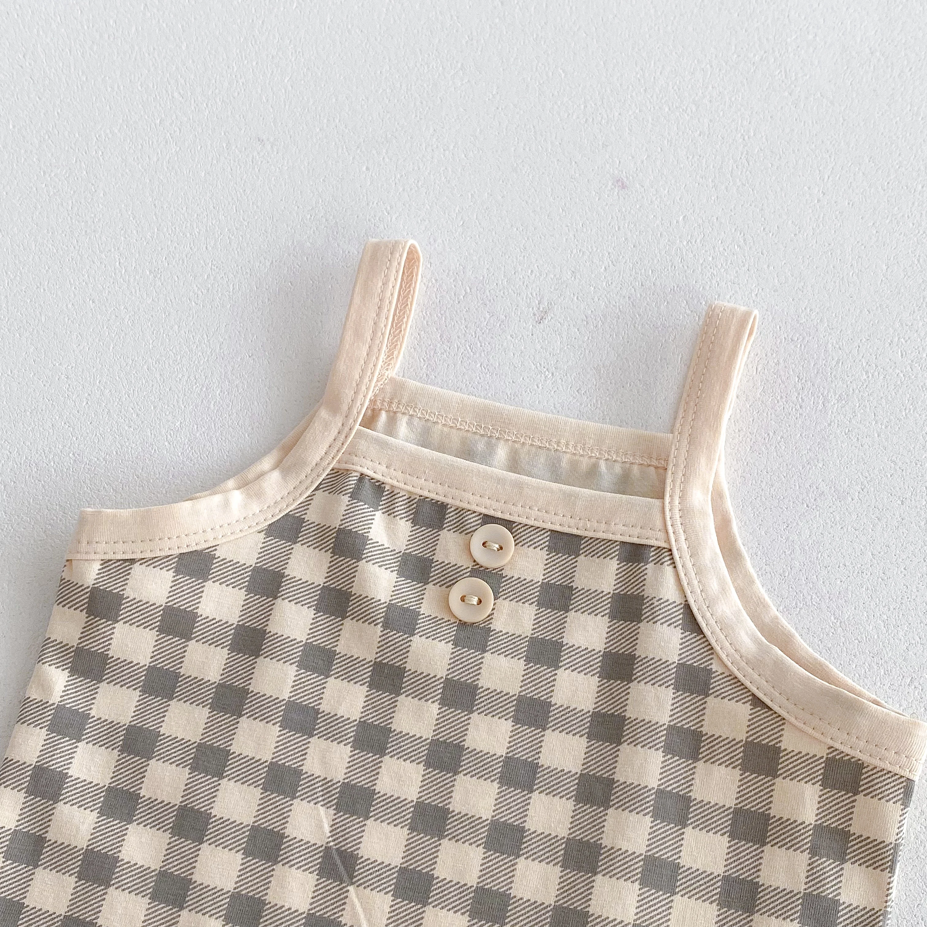 INS Summer Baby Halter Set for Boys and Girls - Checkered Cool T-Shirt + Short Pants for Casual Home Wear