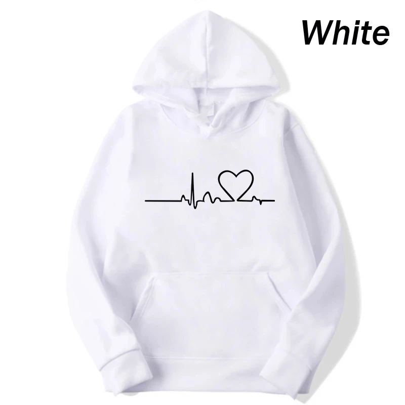 New Women's 2026 Casual Hoodie Autumn/winter Heartbeat Print Men's Loose Hoodie Couple Sweatshirt Women's Hoodie Top Streetwear