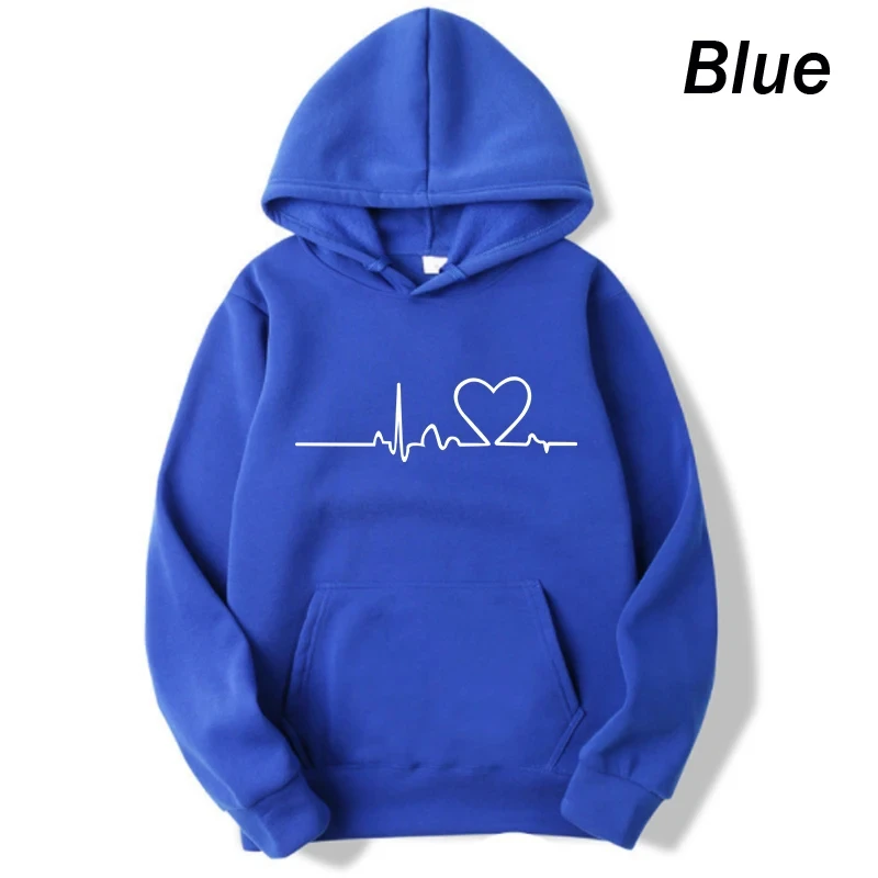 New Women's 2026 Casual Hoodie Autumn/winter Heartbeat Print Men's Loose Hoodie Couple Sweatshirt Women's Hoodie Top Streetwear