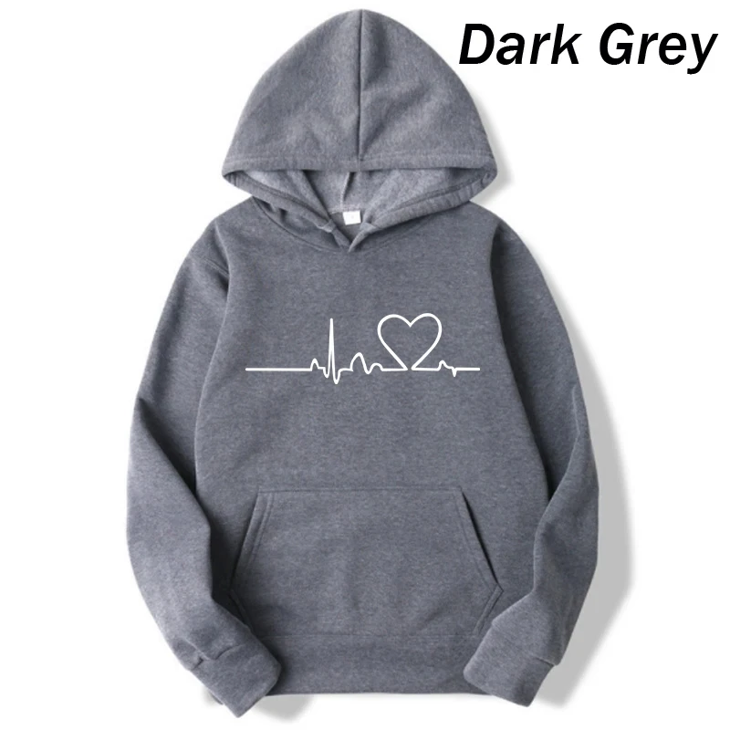 New Women's 2026 Casual Hoodie Autumn/winter Heartbeat Print Men's Loose Hoodie Couple Sweatshirt Women's Hoodie Top Streetwear