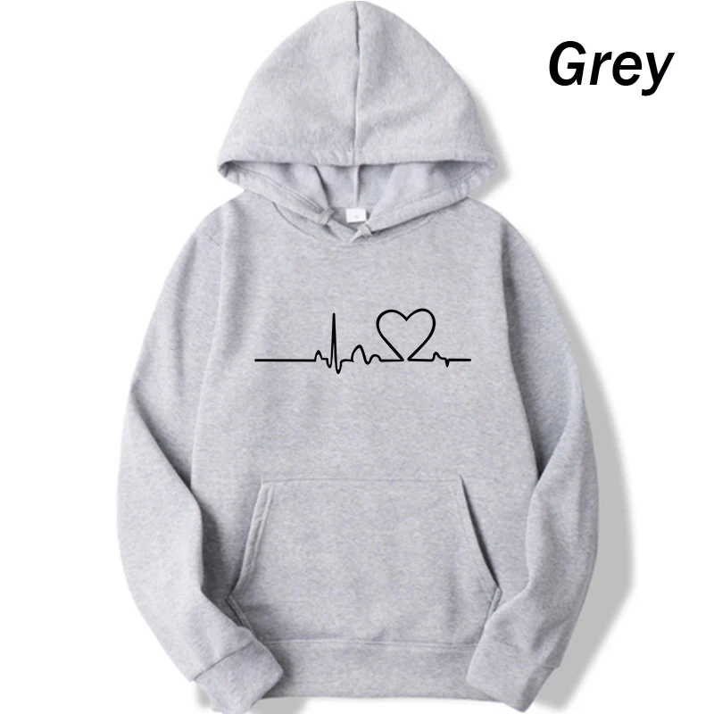 New Women's 2026 Casual Hoodie Autumn/winter Heartbeat Print Men's Loose Hoodie Couple Sweatshirt Women's Hoodie Top Streetwear