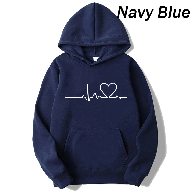 New Women's 2026 Casual Hoodie Autumn/winter Heartbeat Print Men's Loose Hoodie Couple Sweatshirt Women's Hoodie Top Streetwear