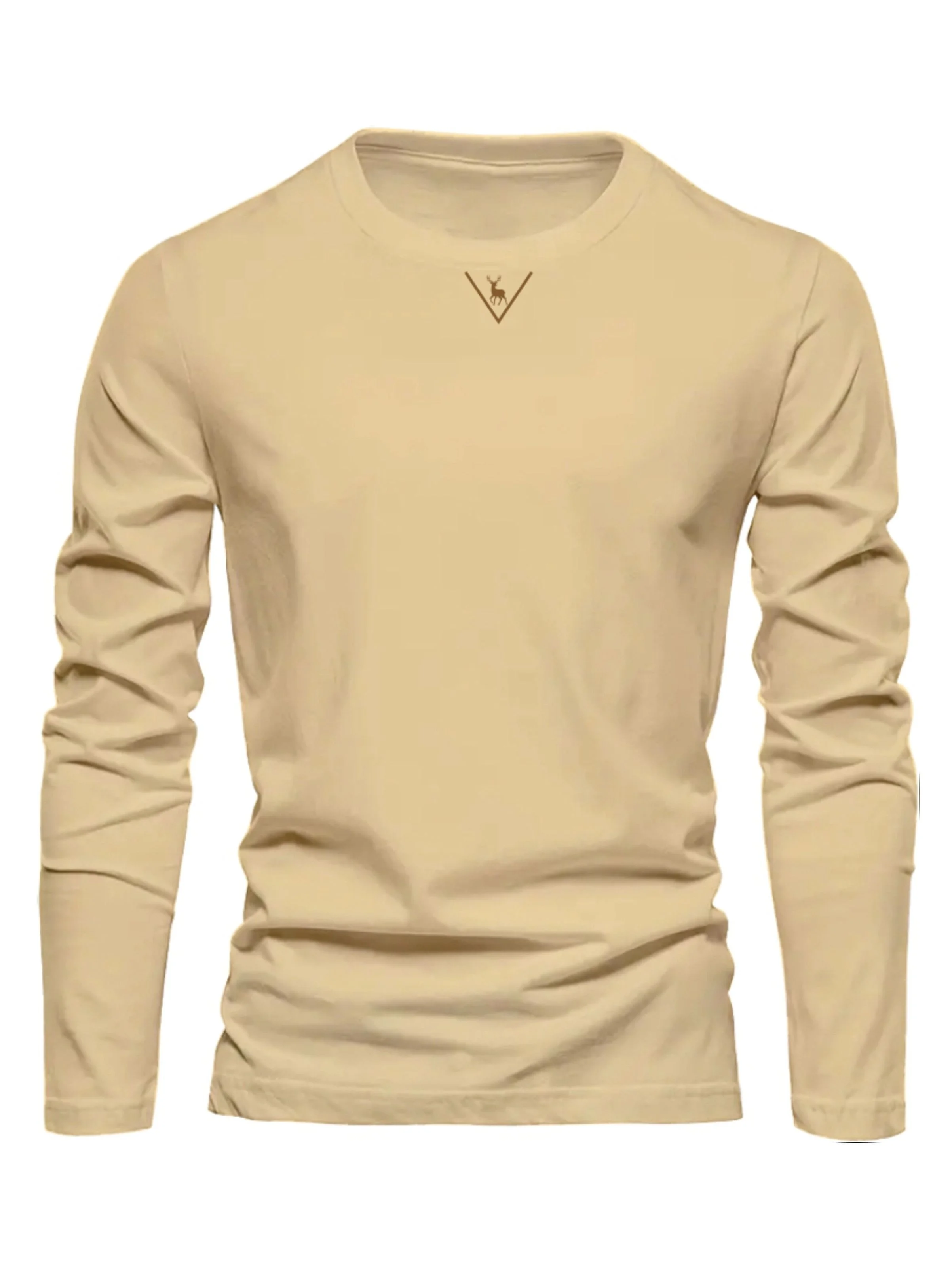 Fashionable California Pattern Print Men's 100% Cotton Loose and Comfortable Sports and Leisure Round Neck Long Sleeve T-shirt