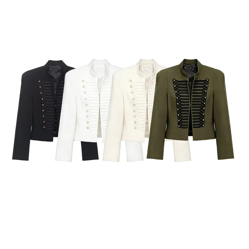 Women's Jacket Short Blazer Rope-Braided Decoration Gold Button Epaulette Women's Wear 2026 Spring Coat