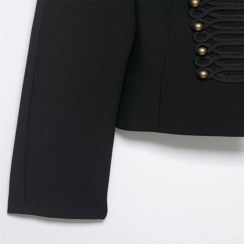 Women's Jacket Short Blazer Rope-Braided Decoration Gold Button Epaulette Women's Wear 2026 Spring Coat