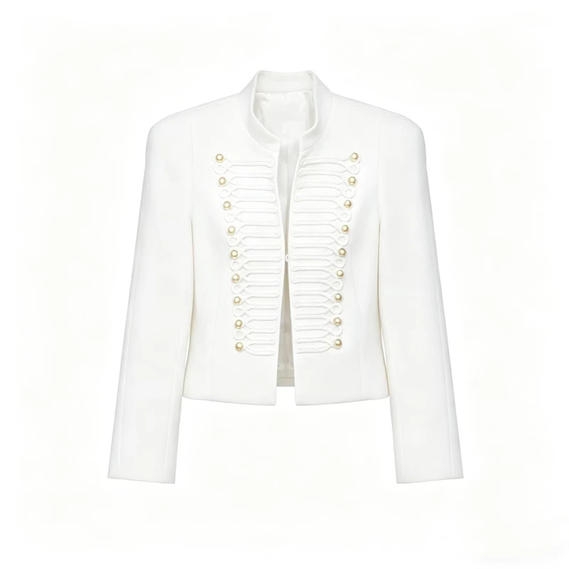 Women's Jacket Short Blazer Rope-Braided Decoration Gold Button Epaulette Women's Wear 2026 Spring Coat