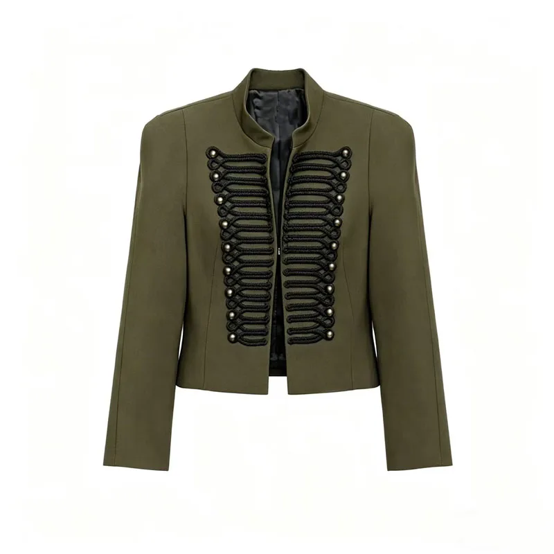 Women's Jacket Short Blazer Rope-Braided Decoration Gold Button Epaulette Women's Wear 2026 Spring Coat