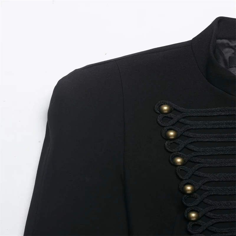 Women's Jacket Short Blazer Rope-Braided Decoration Gold Button Epaulette Women's Wear 2026 Spring Coat