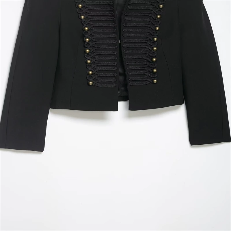 Women's Jacket Short Blazer Rope-Braided Decoration Gold Button Epaulette Women's Wear 2026 Spring Coat