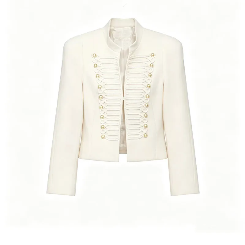 Women's Jacket Short Blazer Rope-Braided Decoration Gold Button Epaulette Women's Wear 2026 Spring Coat