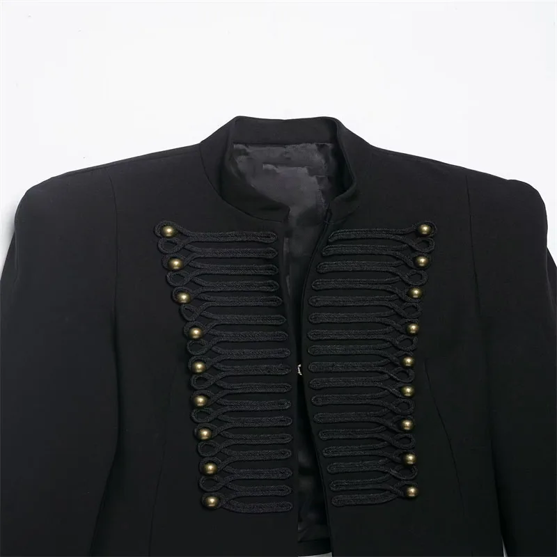 Women's Jacket Short Blazer Rope-Braided Decoration Gold Button Epaulette Women's Wear 2026 Spring Coat