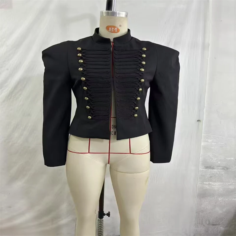 Women's Jacket Short Blazer Rope-Braided Decoration Gold Button Epaulette Women's Wear 2026 Spring Coat
