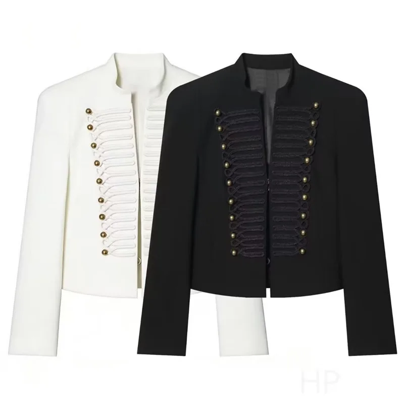 Women's Jacket Short Blazer Rope-Braided Decoration Gold Button Epaulette Women's Wear 2026 Spring Coat