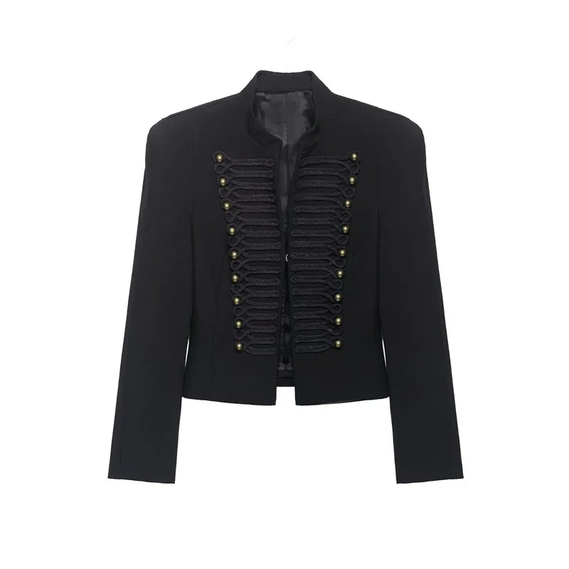 Women's Jacket Short Blazer Rope-Braided Decoration Gold Button Epaulette Women's Wear 2026 Spring Coat