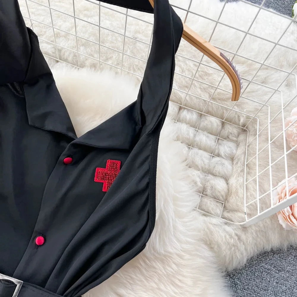 Woman Fashion Sexy Comfortable Halter Dress Summer V Neck Vintage Belt Slim Dress Women Backless Sexuality Club Dress New