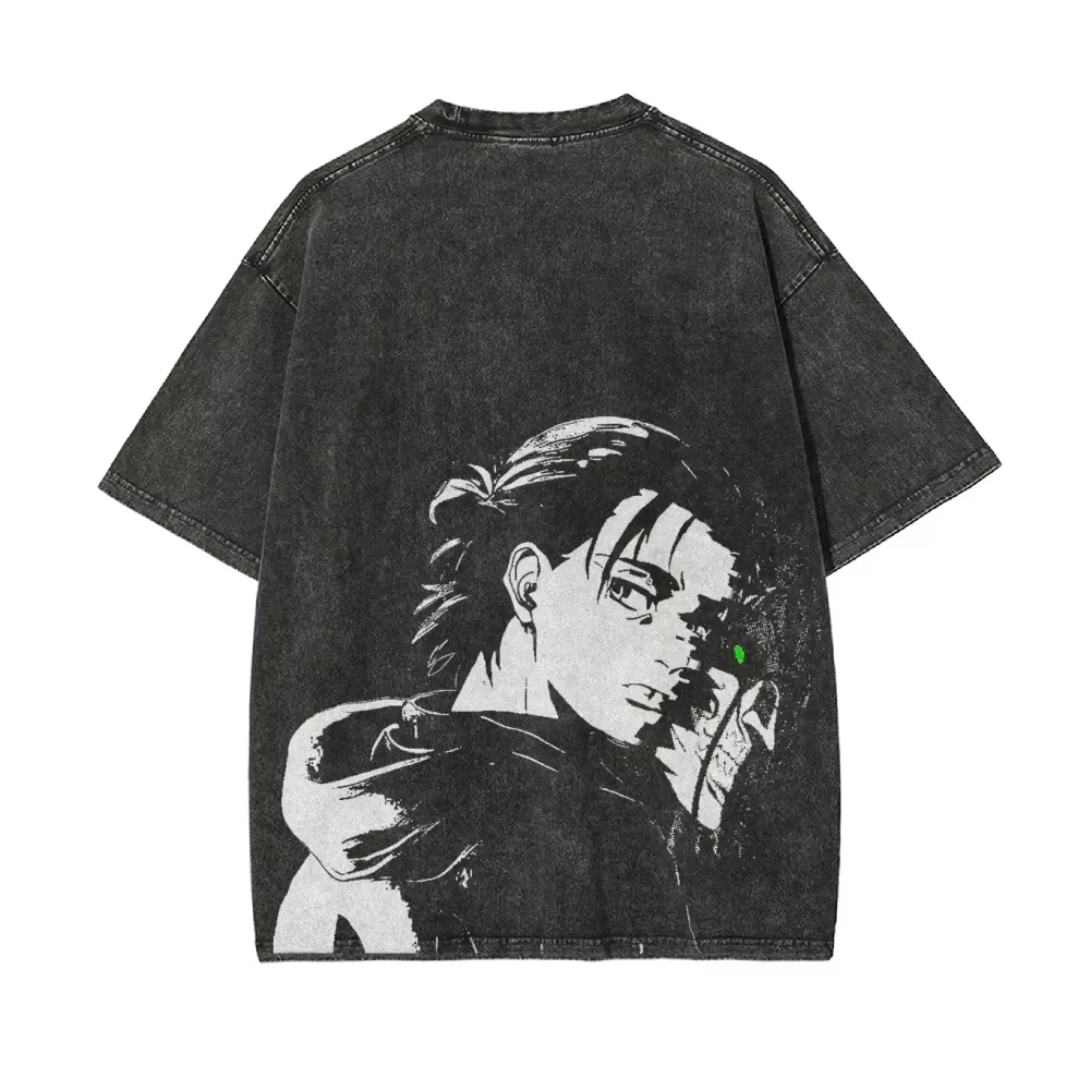 Eren Yeager T Shirt Attack on 2026 Titan Men Acid Wash Eren Founding Titan Anime Streetwear Shingeki No Kyojin Graphic Tee