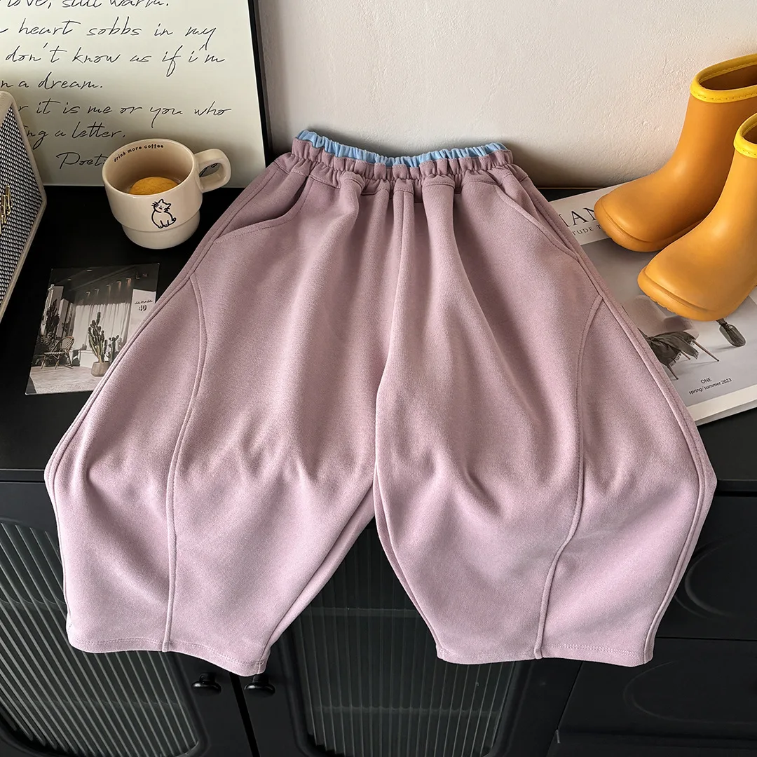 Spring Casual Children Pants Girls Elastic Waist Loose Fit Sweatpants Soft Kids Boys Sport Trousers