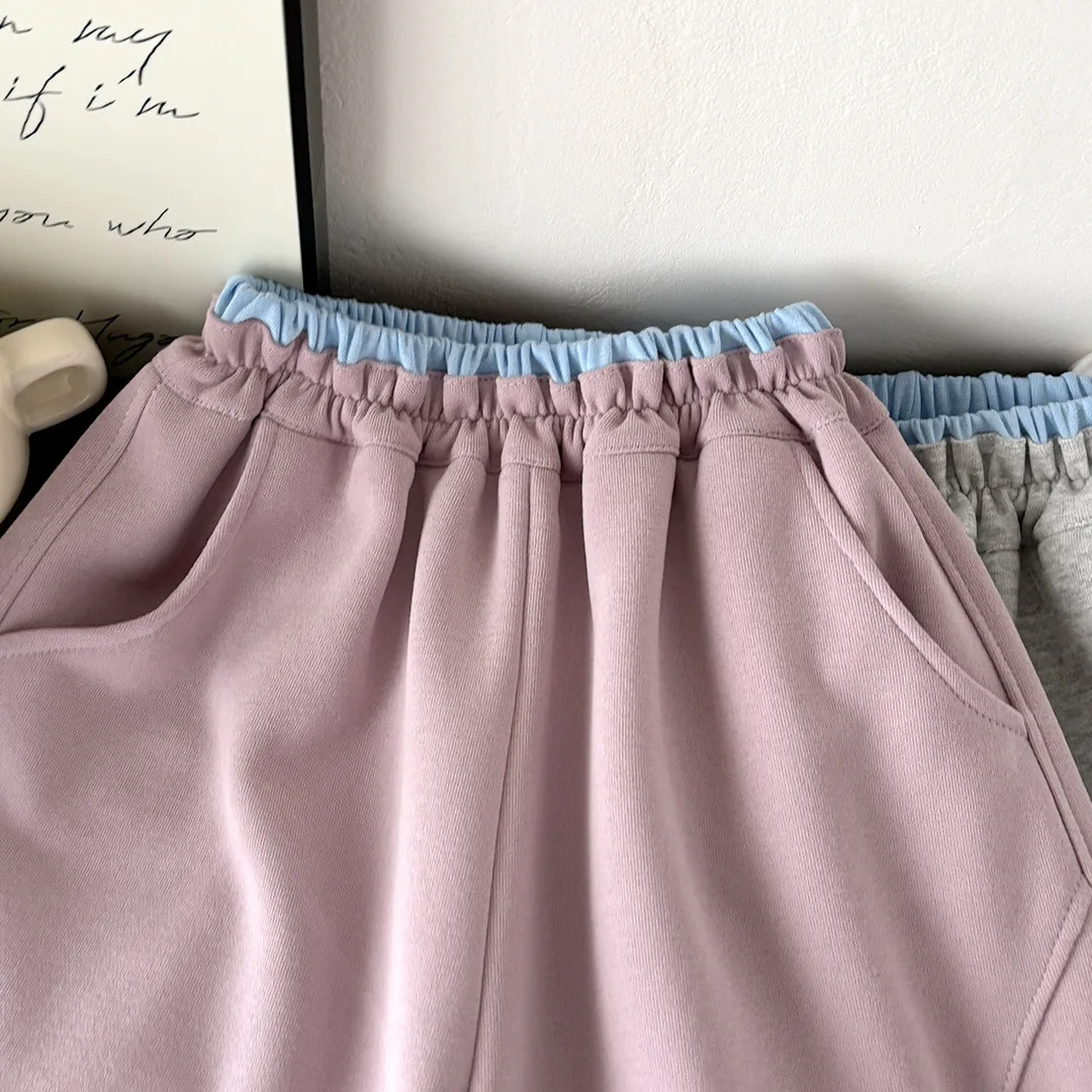 Spring Casual Children Pants Girls Elastic Waist Loose Fit Sweatpants Soft Kids Boys Sport Trousers