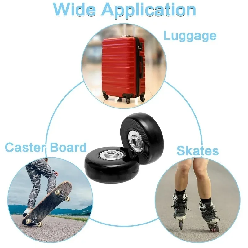 4 PCS 50x18mm Luggage Suitcase Replacement Wheels, Rubber Luggage Wheel Repair Kit Heavy Duty Suitcase Wheels Replacement(Black)