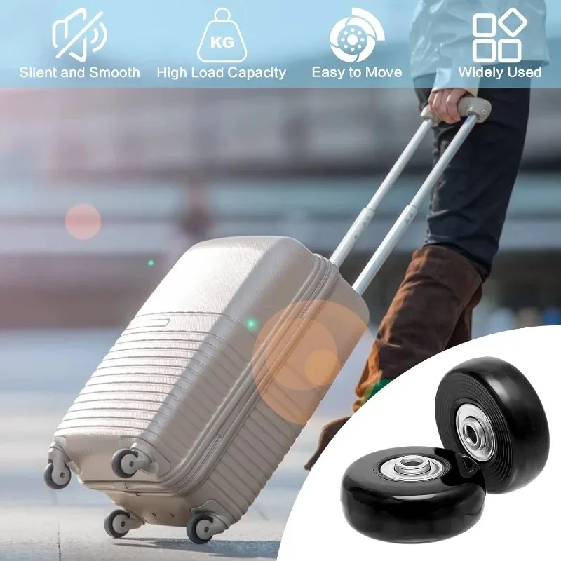 4 PCS 50x18mm Luggage Suitcase Replacement Wheels, Rubber Luggage Wheel Repair Kit Heavy Duty Suitcase Wheels Replacement(Black)