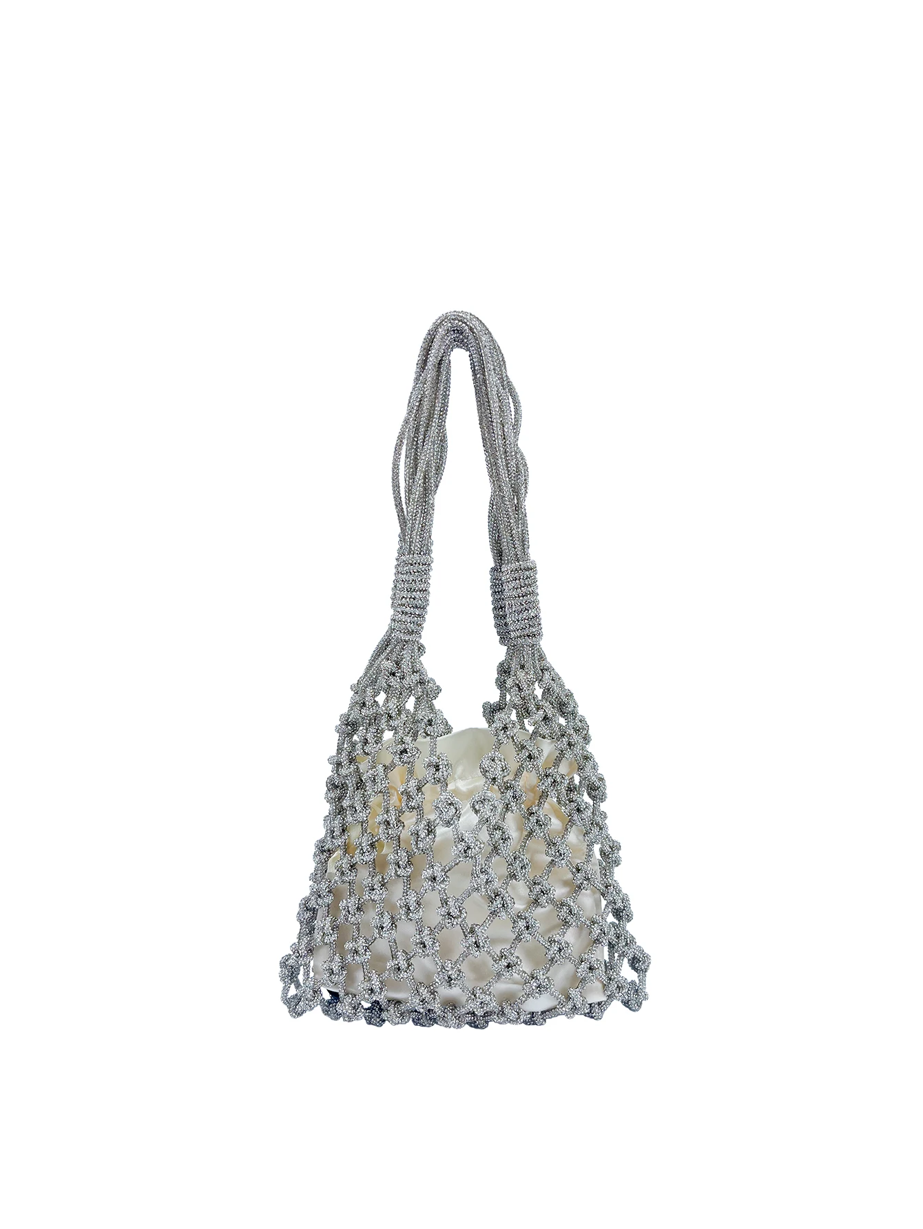 2026 temperament bright diamond woven hollow handmade woven bag, banquet bag, handbag, high-end women's bag