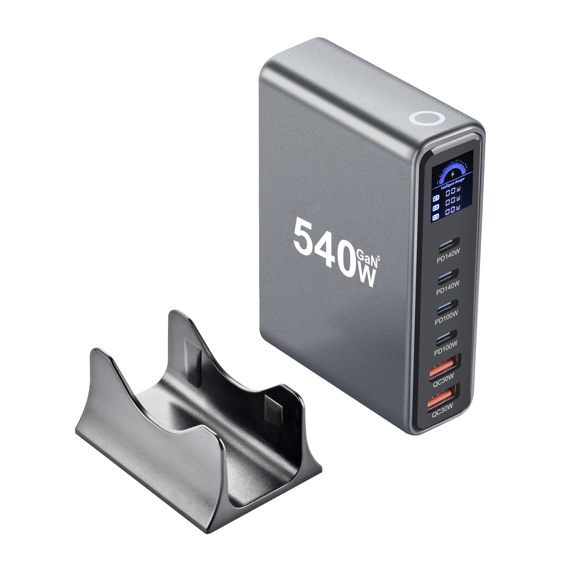 540W Multi-Port GaN Desktop Charger with LCD Screen | 140W PD3.1 Fast Charging for MacBook, iPhone 16 17, Samsung, Laptop, Table