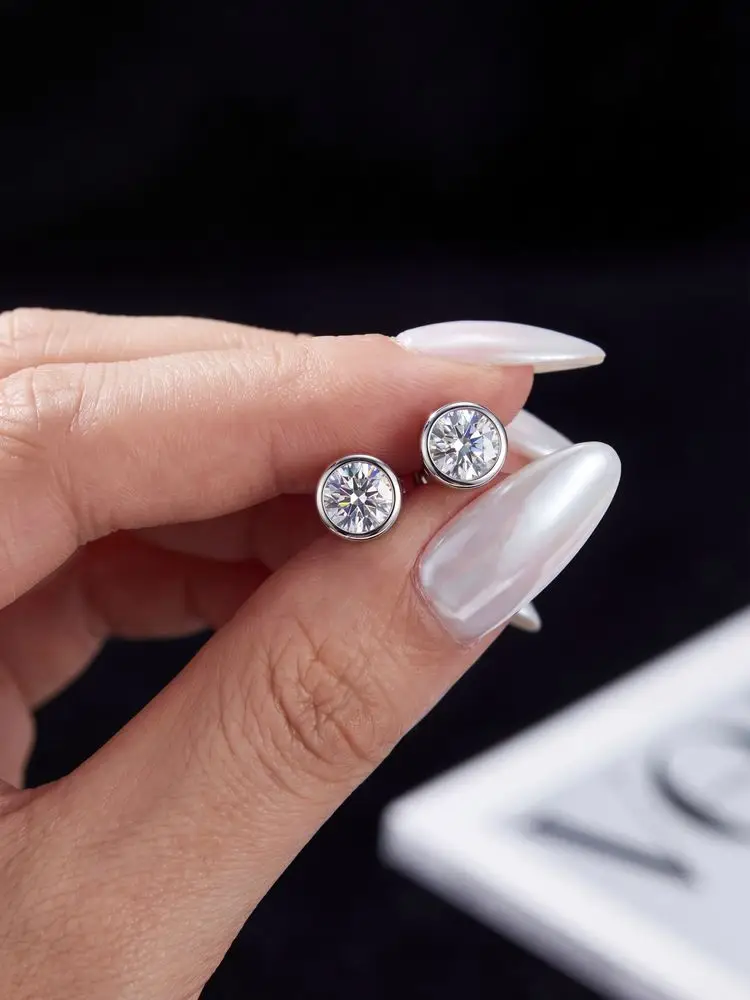 Elegant Minimalist 0.5-1CT Classical Certified Moissanite Diamond Earrings For Women High Quality Wedding Jewelry