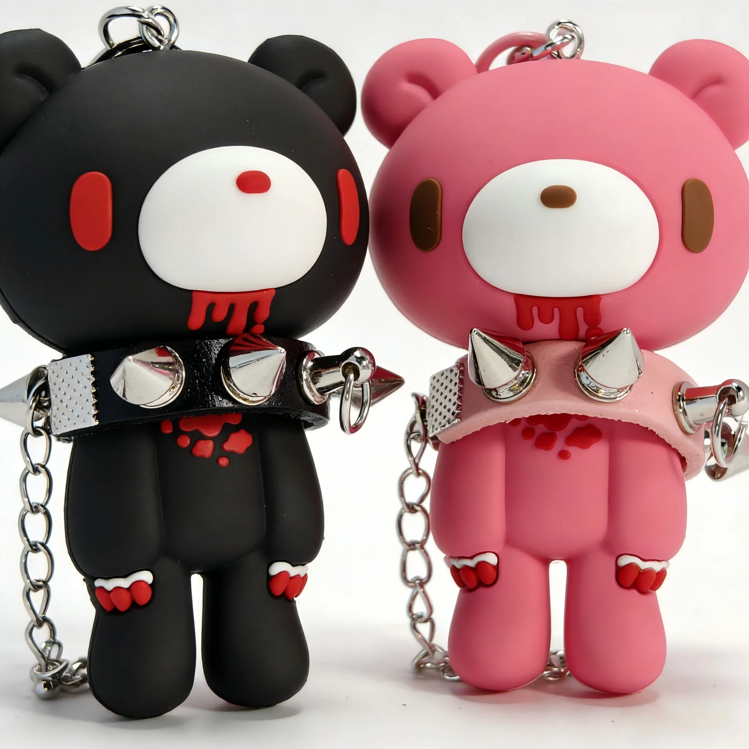 Cute Bear Spiked Keychain, PVC Cartoon Pendant for Handbags/Backpacks, Y2K Gothic Punk Key Accessory