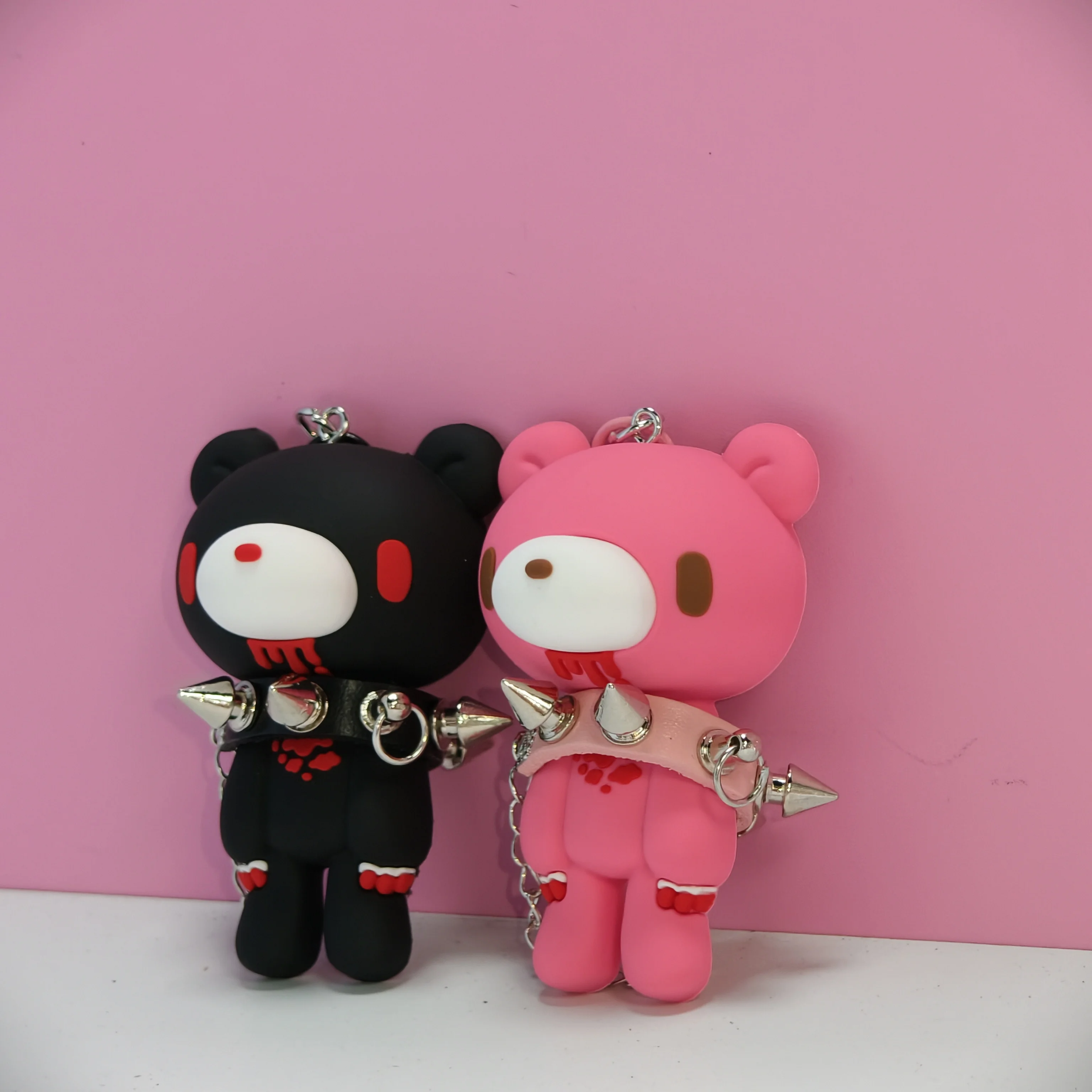 Cute Bear Spiked Keychain, PVC Cartoon Pendant for Handbags/Backpacks, Y2K Gothic Punk Key Accessory