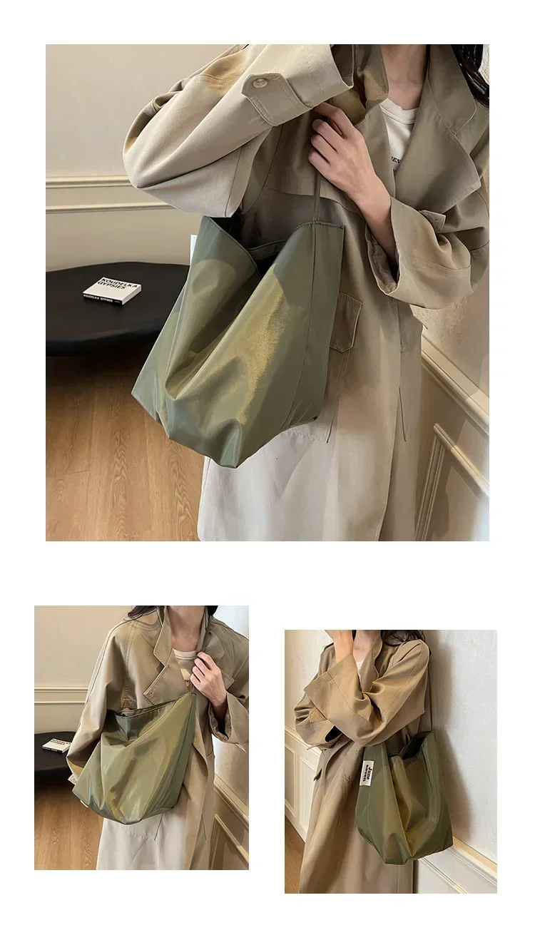 Niche Fashion Simple Shoulder Bag Tote Bag for Women 2026 New Nylon Fabric Underarm Bucket Bag Red Una Bolsa De Hombro