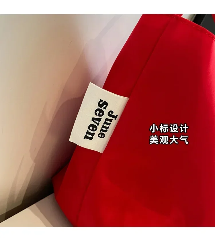 Niche Fashion Simple Shoulder Bag Tote Bag for Women 2026 New Nylon Fabric Underarm Bucket Bag Red Una Bolsa De Hombro