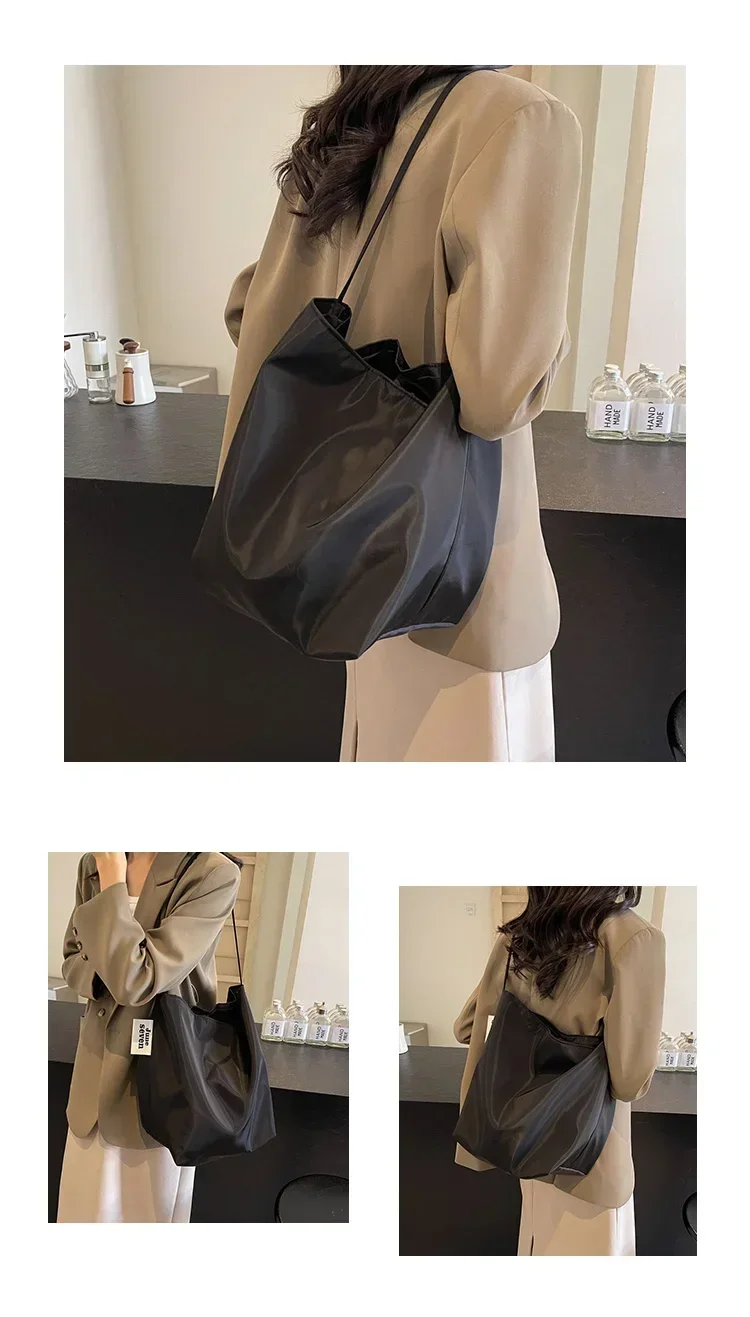 Niche Fashion Simple Shoulder Bag Tote Bag for Women 2026 New Nylon Fabric Underarm Bucket Bag Red Una Bolsa De Hombro